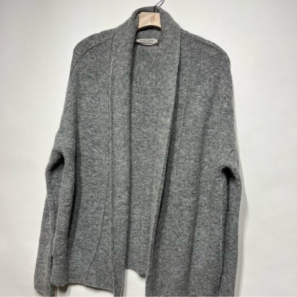 Velvet by Graham and Spencer Alpaca and Wool Blend Open Heather Gray Cardigan S - Picture 7 of 11